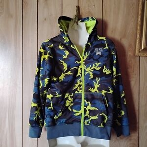 Nike Kids Hoodie with Blue and Yellow Camo